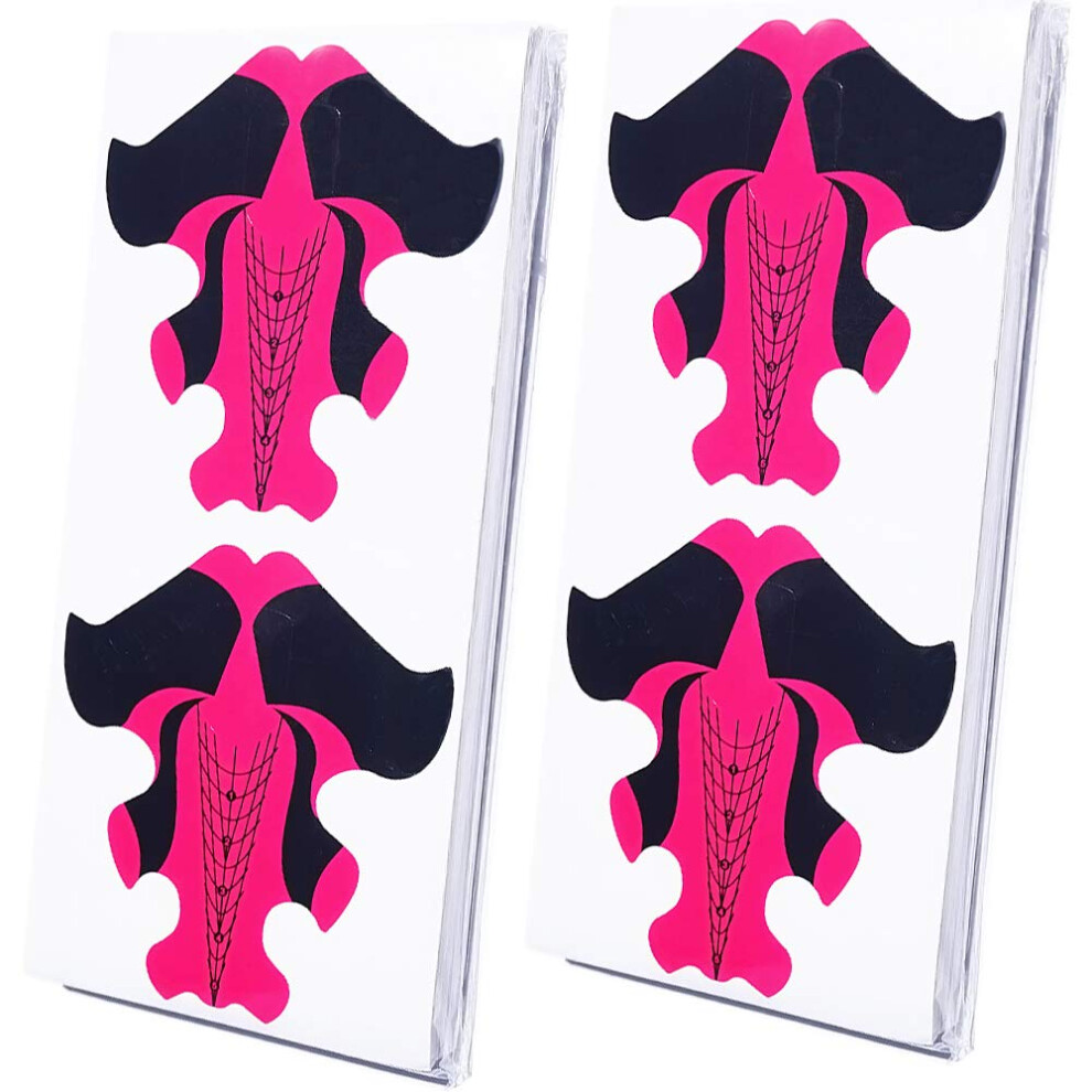200 Pcs Nail Extension Forms for Acrylic and Polygel Nails with Strong Adhesive and Length Guide