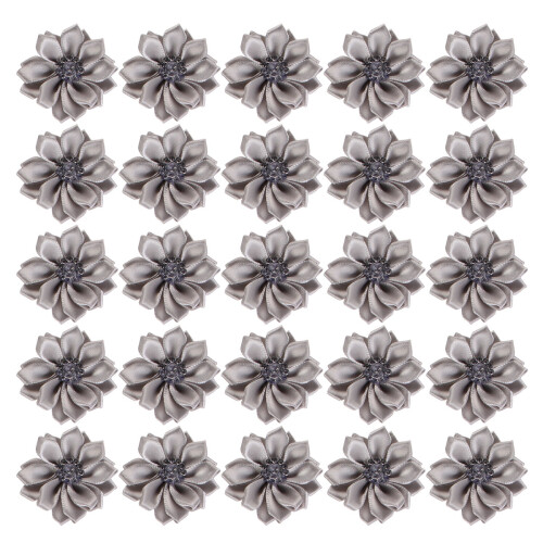 40Pièces Fleurs En Ruban Gris Couture, Décor Durable Pour Fête