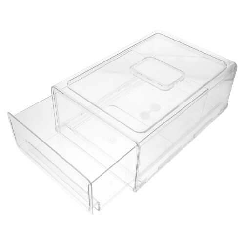 2Pcs Stackable Refrigerator Organizer Drawer Pull Out Fridge Bin