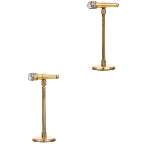 2Pcs Miniature Microphone Model Tiny Decorative Accessory 2