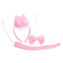 4 Sets Toddler Pink Dinosaur Costume With 3D Headband Bowtie And Tail