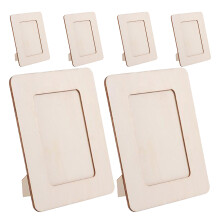12 Pcs Unfinished Wooden Photo Frames with Stand for DIY Crafts