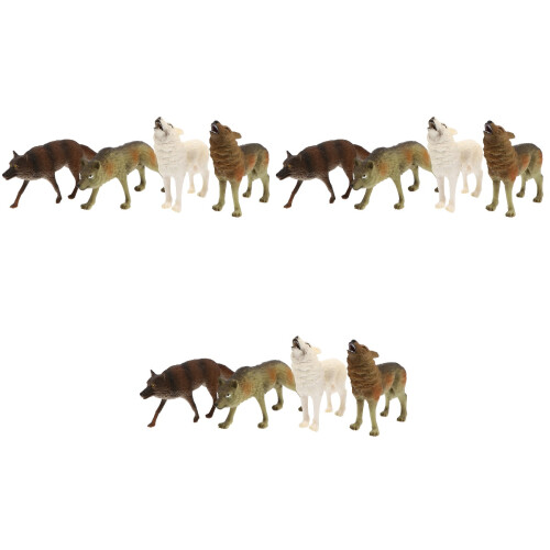 12Pcs High Grade Plastic Wolf Model Set for Kids Education and Play 2