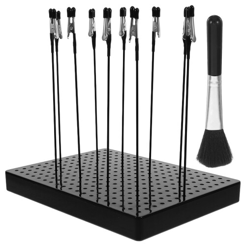 2 Sets Model Painting Stand Base Holder With Bendable Clips And Brush 2