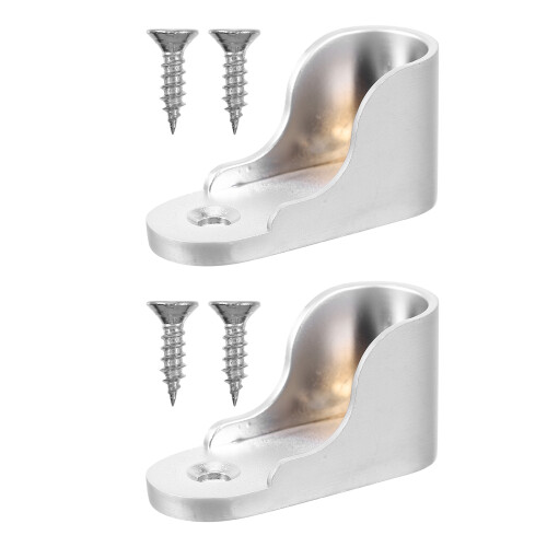 4Pcs Zinc Alloy Closet Pole Socket Brackets Silver Rustproof for Home