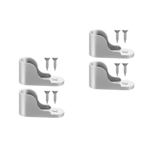 4Pcs Zinc Alloy Closet Pole Socket Brackets Silver Rustproof for Home 2