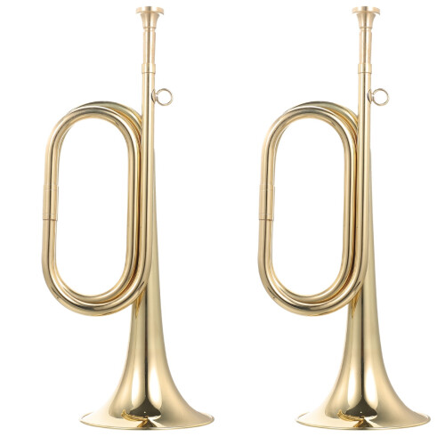 2Pcs Golden Copper Bugle Trumpet for Beginner Instrumental Performance 1