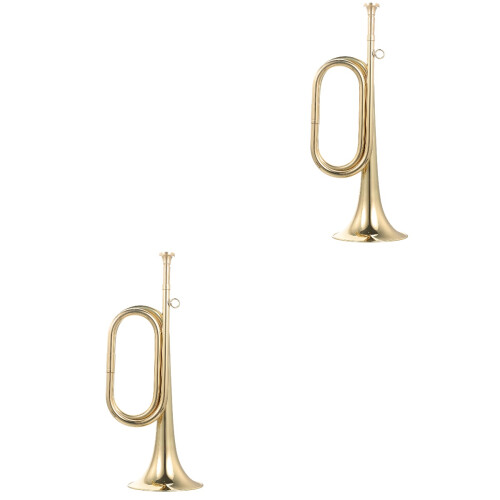 2Pcs Golden Copper Bugle Trumpet for Beginner Instrumental Performance 2
