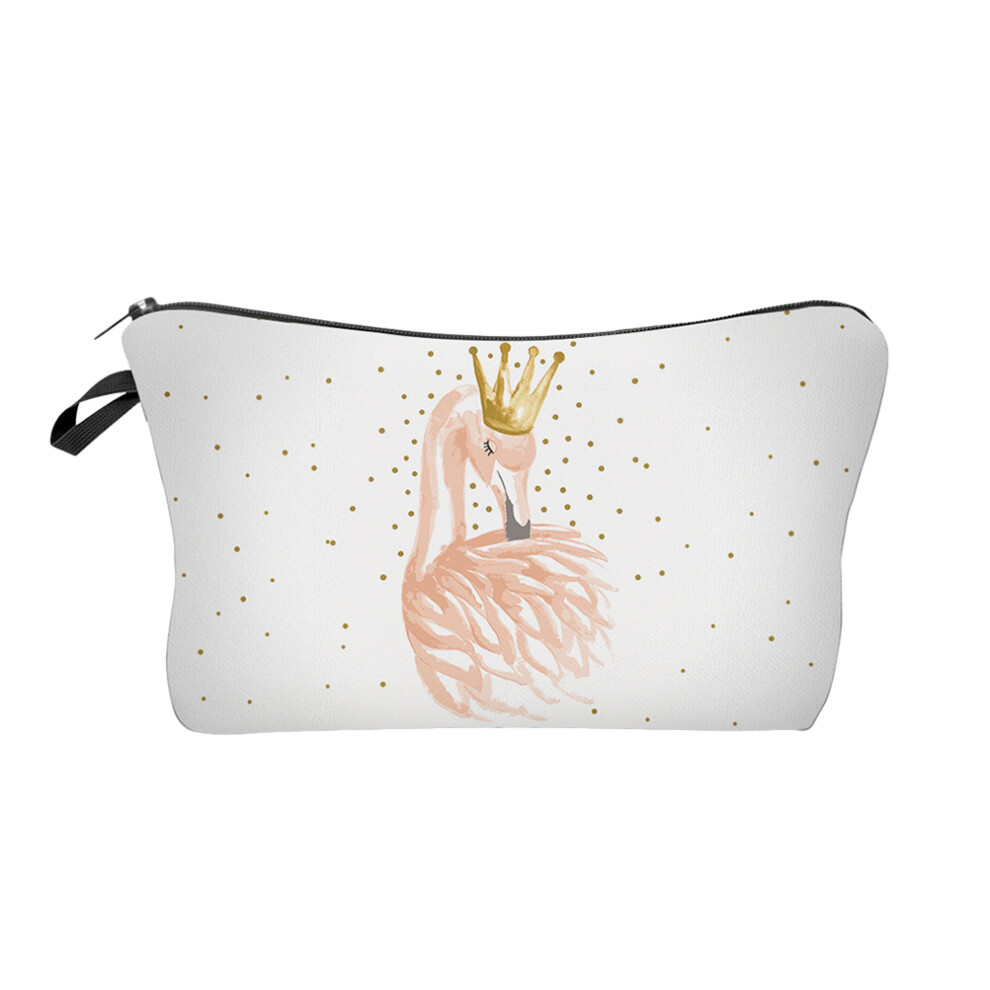 Vaguelly 3 Pcs Flamingo Cosmetic Bag Small Makeup Pouch Miss Printing Zipper