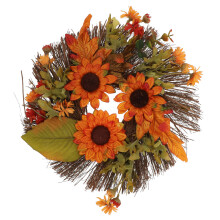 3Pcs Artificial Sunflower Wreath Decor with Glowing Lights for Home