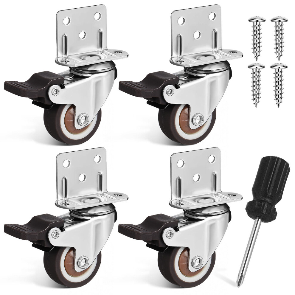 8Pcs Quiet Swivel Caster Wheels Heavy Duty Silver Tpr For Home Use 3623318251017