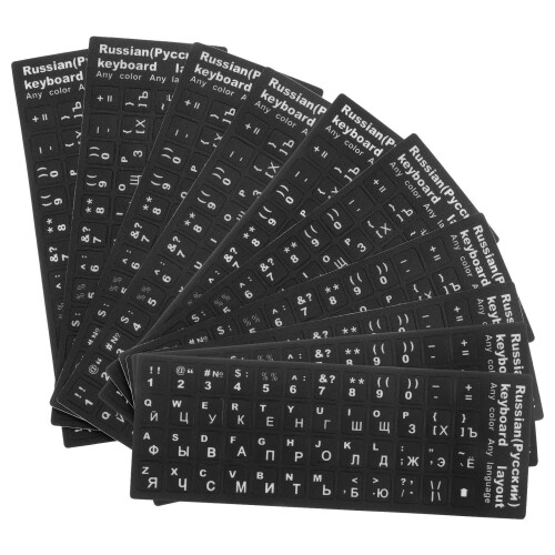 30 Pcs Keyboard Stickers Black Background With White Lettering