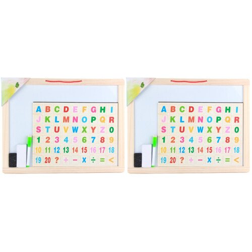 2Sets Small Wood Hanging Blackboard Double-Sided Kid Memo Board Multi 1