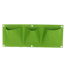 3Pcs Green Felt Wall Hanging Plant Bag Vertical Multi-Pocket Planter