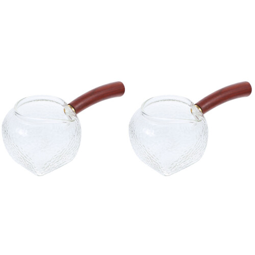 2pcs Milk Cup With Side Handle Wood Concentrate Spout 2