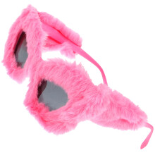 2Pcs Plush Pink Sunglasses for Women Durable Party Glasses Decorative