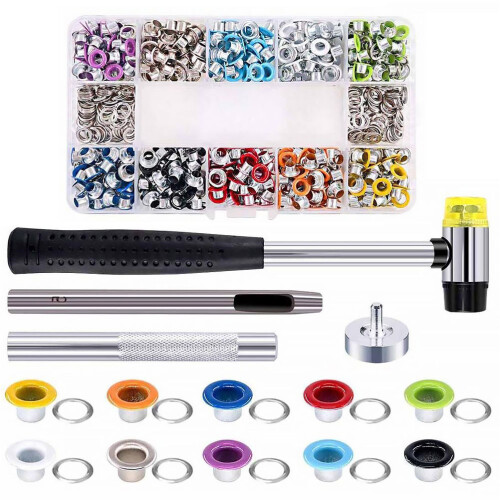 Assorted Color Grommets Kit with Punching Tools for DIY Craft