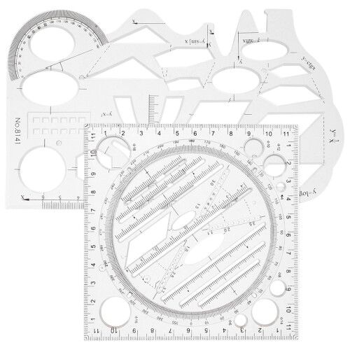 4Pcs Plastic Multi Functional Measuring Drawing Tools for Math 1