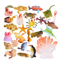 26Pcs Simulation Marine Animal Model Toys Set With Seaweed And Corals