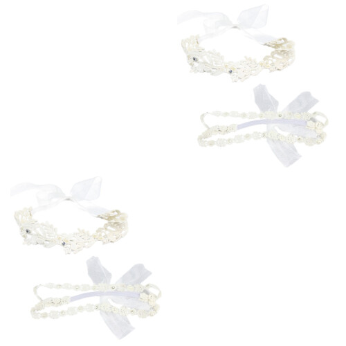 4Pièces Accessoires Bébé Blancs Fleurs Raffinée 2