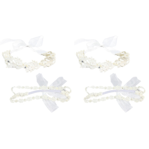 4Pièces Accessoires Bébé Blancs Fleurs Raffinée 1