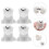 60Pcs White Animal Rubber Erasers Polar Bear Design for Student Use 3