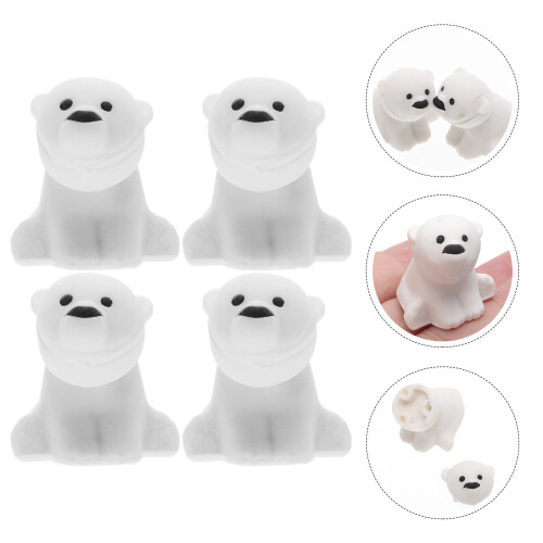 60Pcs White Animal Rubber Erasers Polar Bear Design for Student Use 2