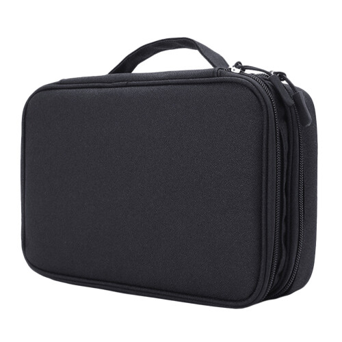 3Pcs Data Cables Storage Pouch Black Portable Electronic Travel Case
