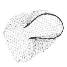 3Pcs Bride Veil Headband Black Fascinator with Rhinestones for Women