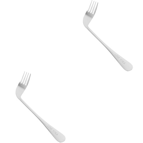 Set Of 2 Serving Fork Disabled Hands Right Handed Angled Utensils 2