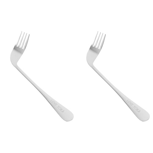 Set Of 2 Serving Fork Disabled Hands Right Handed Angled Utensils 1