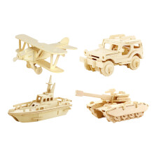 8 Pcs 3D Wooden Puzzle Educational Tank Vehicle Toy