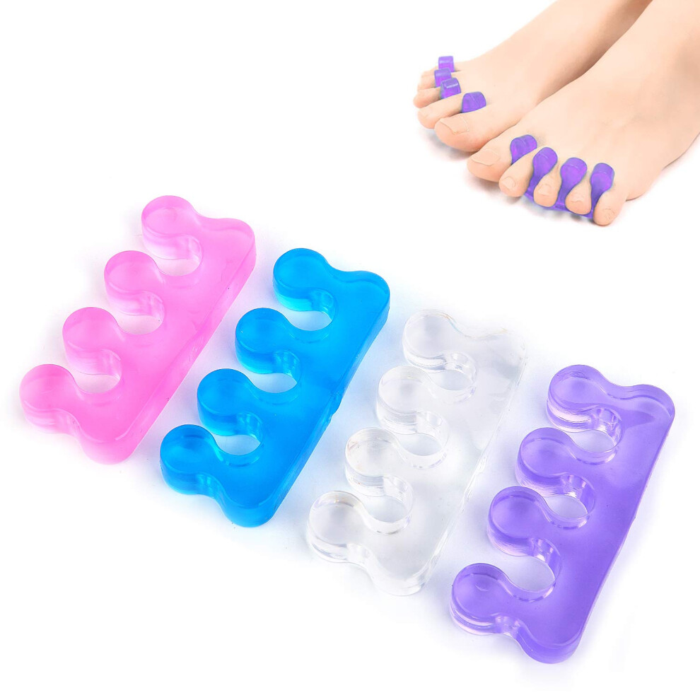 Pink/Blue/Purple Toe Separators 8 Pcs Silicone Toe Spacers For Pedicure And Nail Polish Application Reusable