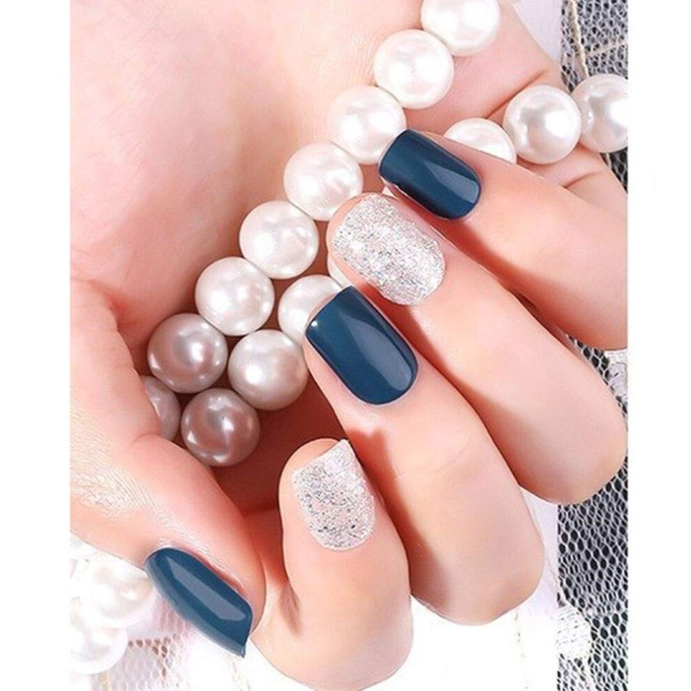 Press On Nails Set 30 Pieces Short Fake Nail Tips for DIY Nail Art with Multiple Size Options