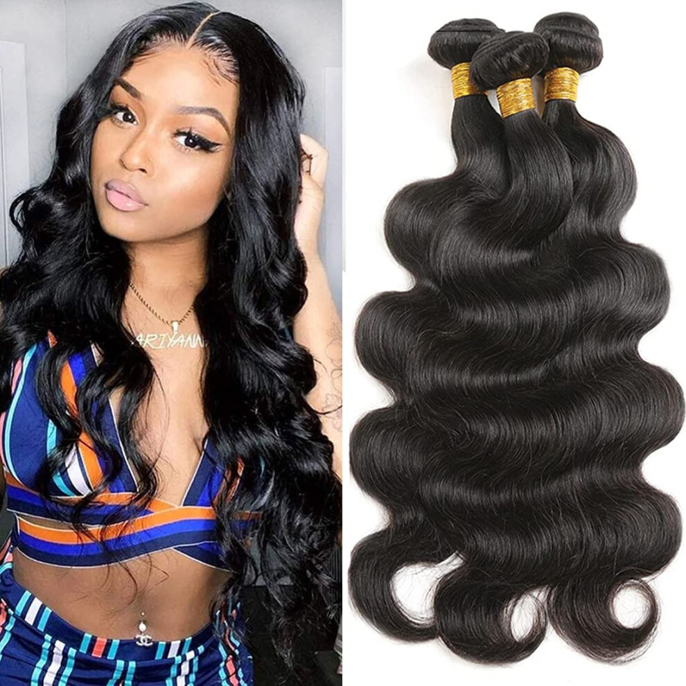 30 Inch Brazilian Body Wave Hair Bundles 8A Grade Virgin Human Hair Extensions Natural Black Silky