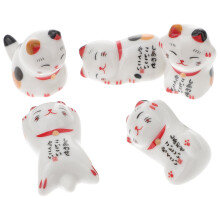 Eease 5pc Cat Ceramic Chopstick Rest for Asian Cuisine Restaurant