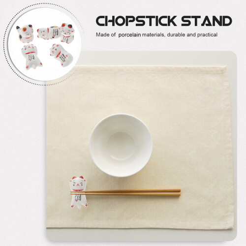 Eease 5pc Cat Ceramic Chopstick Rest for Asian Cuisine Restaurant 2