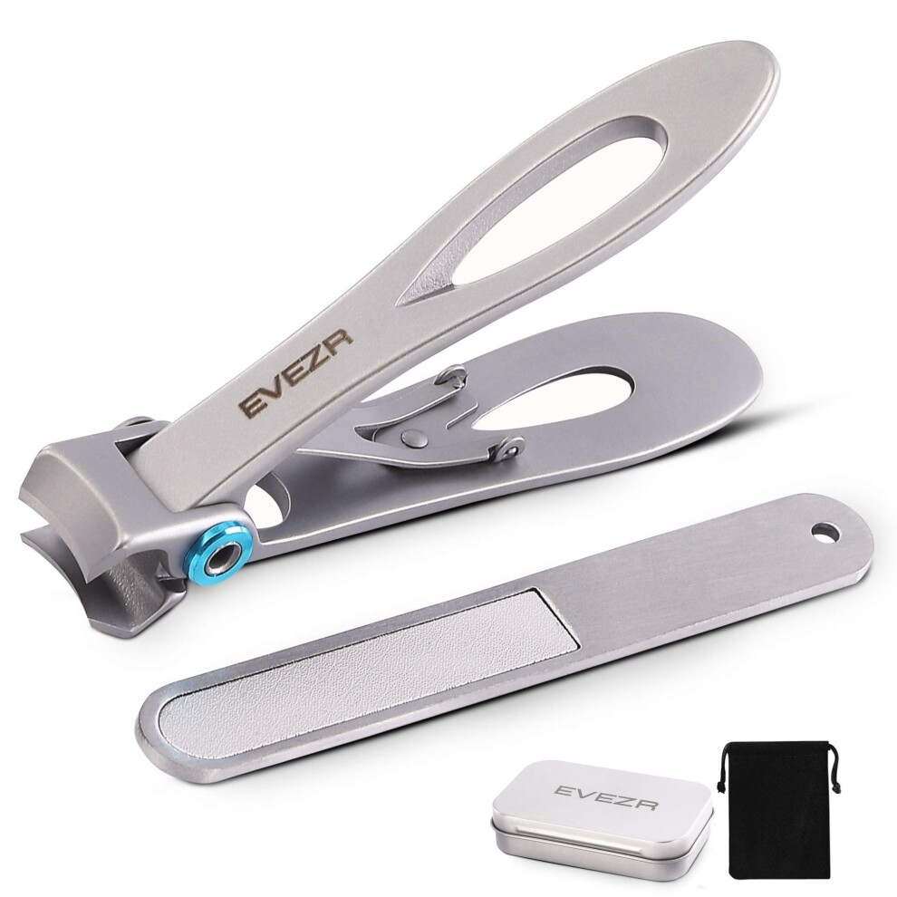 Silver Wide Jaw Toenail Clippers 15Mm Opening For Thick Nails, Stainless Steel Heavy Duty