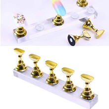 Magnetic Nail Practice Stand with Crystal Base Acrylic Nail Display Holder Set Gold Finish