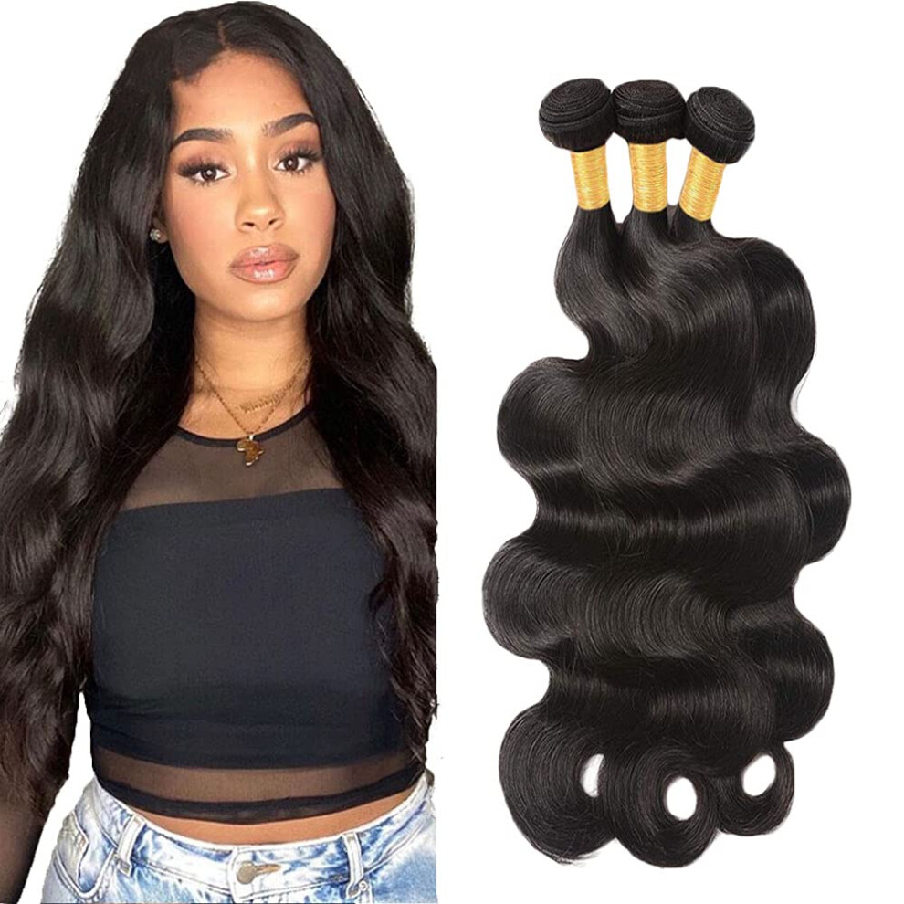 Brazilian Body Wave Hair Bundles Virgin Human Hair Extensions 3pcs Natural Black Unprocessed