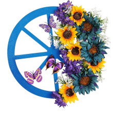 Guirlanda de Girassóis Azuis Fnyoxu, Decoração Artificial para Porta com Efeito de Flor de Simulação