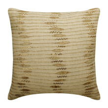 Housse de coussin pour canapé, beige et or, 45 x 45 cm, taie d'oreiller en lin brodée Zardozi avec fermeture éclair, motif abstrait - or