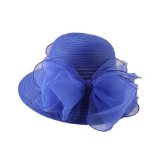 Organza-Derbyhut für Damen, Fascinator, Brauthut für Teepartys und Hochzeiten [Blau, 57 cm]