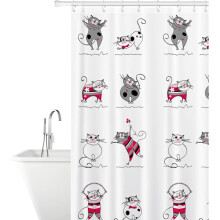 Lustiger Dusch- und Badewannenvorhang mit Katzenmotiv aus wasserdichtem Polyester mit 1