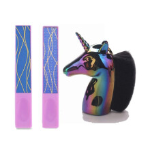 Glass Nail File and Buffer Kit with Brush, Foldable Helical Design, Crystal Shine Finish Purple
