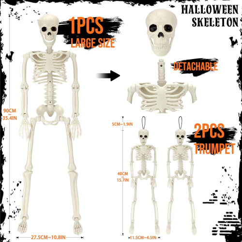 Ayieyill3 τεμάχια διακοσμήσεις σκελετών για το Halloween, τοποθετήσιμοι σκελετοί, 1