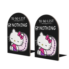 2 Pack Hello Kitty Bookends Cute Cartoon Book Stopper Heavy Duty Premium Metal Decorative Book End Supports For Kids Shelves Room Office