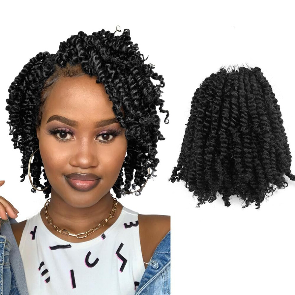 6 Inch Passion Twist Crochet Hair 1B Pre Twisted Braids Natural Black Prelooped 8 Packs