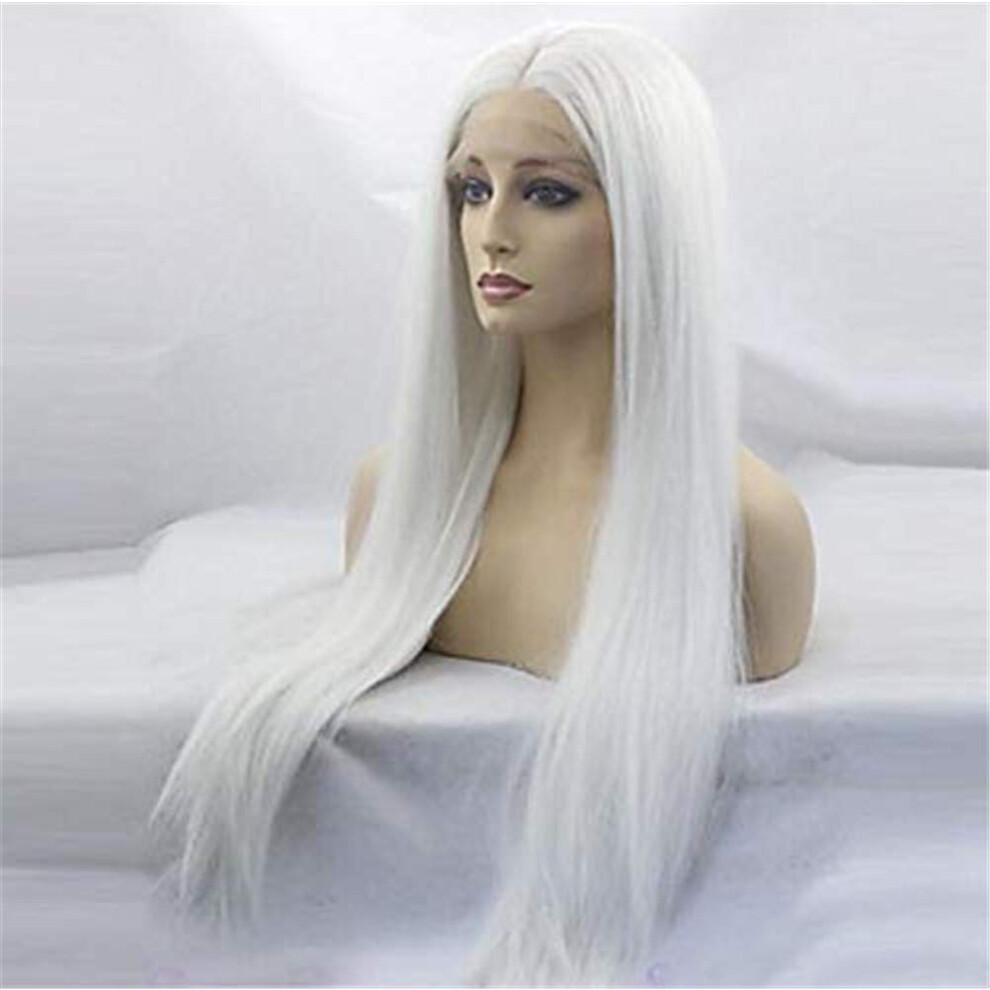 Unisex 28 Inch Lace Front Synthetic Cosplay Wig With Natural Hairline And Heat Resistant Fibers