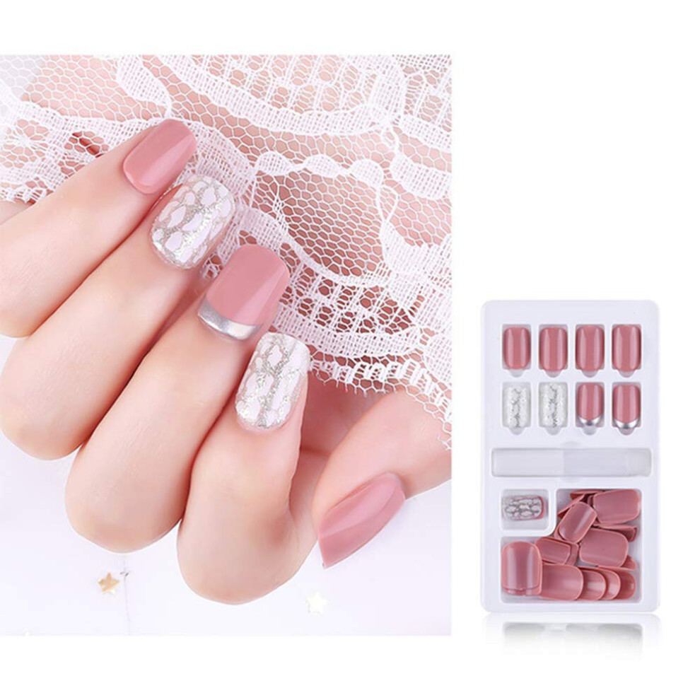 Press On Nails Kit 150pcs Full Cover Fake Nail Tips with Glue for Short Natural Finish